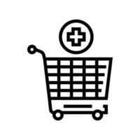 supermarket cart adding products line icon vector illustration