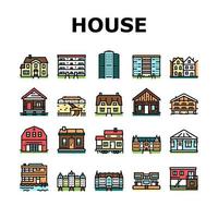 conjunto de iconos de colección de construcciones de casas vector