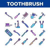 conjunto de iconos de colección de equipos de cepillo de dientes vector