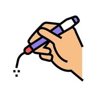 mano sosteniendo láser equipo médico color icono vector ilustración