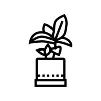 green leaves houseplant in pot line icon vector illustration