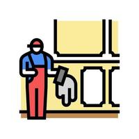 plastering and wall boarding color icon vector illustration