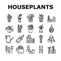 Houseplant Store Sale Collection Icons Set Vector