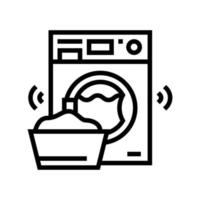 equipo de lavandería para lavar la ilustración de vector de icono de línea de ropa