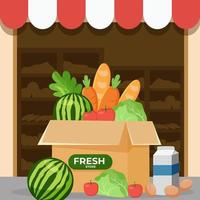 concepto de compra de alimentos orgánicos vector