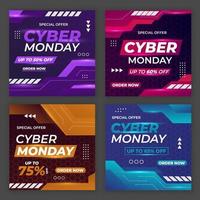 publicación de cyber monday en las redes sociales vector