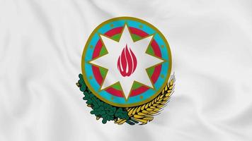 wapenschild van het nationale embleem of symbool van de Republiek Azerbeidzjan in wapperende vlag. vloeiende 4k-video zonder lus video