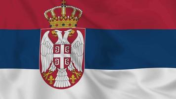 bandeira de ondulação realista da república da sérvia. vídeo 4k de loop sem costura suave video