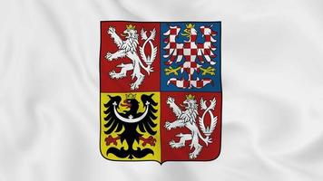 national emblem coat of arms or symbol of Czech in waving flag. smooth 4k video seemless loop