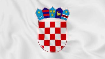 brasão de armas do emblema nacional ou símbolo da croácia na bandeira. loop sem costura de vídeo 4k suave video