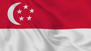 republiek singapore realistische wapperende vlag. vloeiende naadloze lus 4k-video video