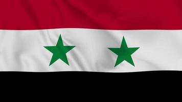 bandera ondeante realista de la república árabe siria. video de 4k de bucle suave y sin interrupciones