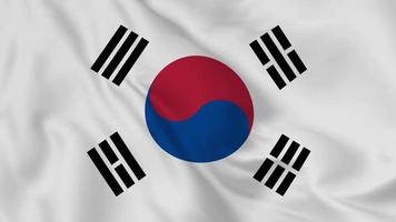 South Korea realistic waving flag. smooth seamless loop 4k video