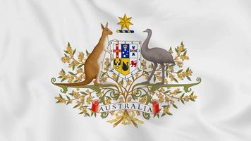 armoiries de l'emblème national ou symbole de l'australie en agitant le drapeau. boucle fluide de la vidéo 4k video