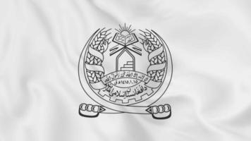national emblem coat of arms or symbol of Afganistan in waving flag. smooth 4k video seemless loop