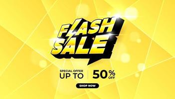 Flash Sale Shopping banner on yellow background. Flash Sale banner template design for social media and website. Special offer Flash Sale campaign or promotion. vector