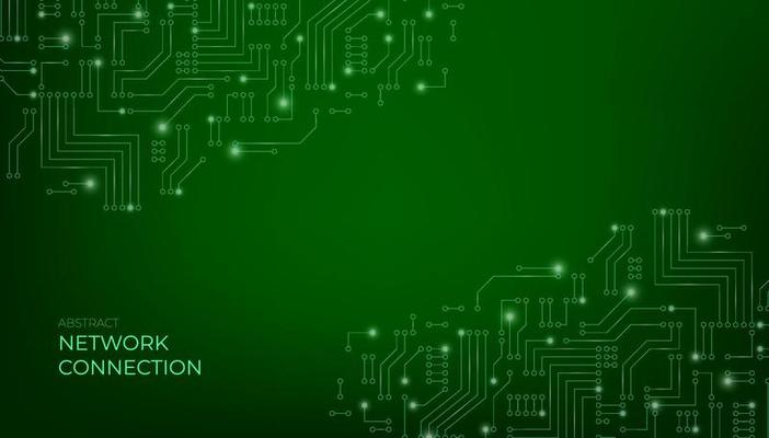 Green background with High-tech technology texture circuit board texture. Electronic motherboard vector.