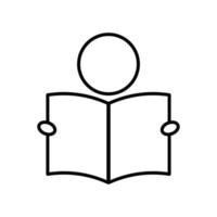 icono de lectura. gente con libro. icono relacionado con la educación. estilo de icono de línea. diseño simple editable vector