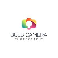 Photo idea logo, lamp with camera design vector simple elegant modern style