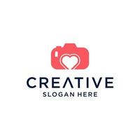 Photo idea logo, lamp with camera design vector simple elegant modern style