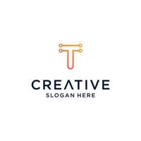 Letter t logo template icon design for business of fashion digital technology vector