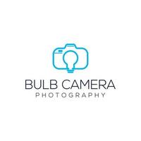 Photo idea logo, lamp with camera design vector simple elegant modern style