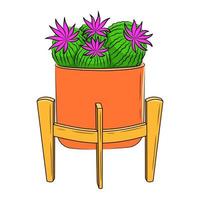Colorful cactus doodle illustration set. vector