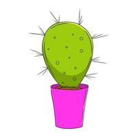 Colorful cactus doodle illustration set. vector