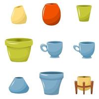 Colorful flower pot set. Isolated on white background. vector