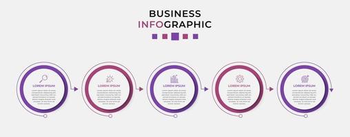 plantilla de negocio de diseño infográfico vectorial con iconos y 5 opciones o pasos. se puede utilizar para diagramas de proceso, presentaciones, diseño de flujo de trabajo, pancarta, diagrama de flujo, gráfico de información vector