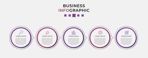 plantilla de negocio de diseño infográfico vectorial con iconos y 5 opciones o pasos. se puede utilizar para diagramas de proceso, presentaciones, diseño de flujo de trabajo, pancarta, diagrama de flujo, gráfico de información vector