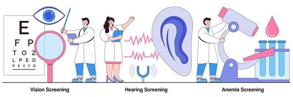 Vision, Hearing and Anemia Screening Illustrated Pack vector