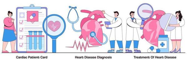 Cardiac Patient, Heart Disease Diagnosis, and Treatment Illustrated Pack vector
