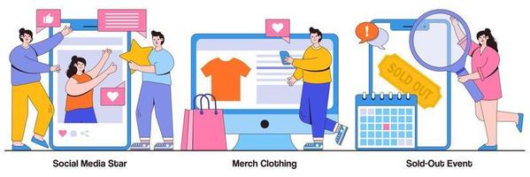 Store locator, product, pricing concept with tiny people. E-commerce website vector illustration set. Website menu bar, find us, service catalog, retail store, online shopping, wishlist metaphor