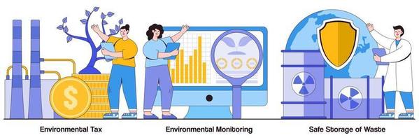Environmental Tax, Environmental Monitoring, Safe Storage of Waste Illustrated Pack vector