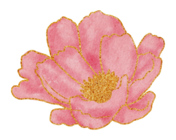 Flower with gold watercolor png