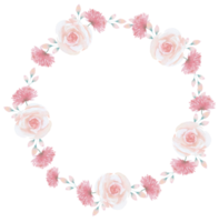 acquerello di corona di fiori rosa png