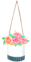 fleur dans le panier aquarelle png