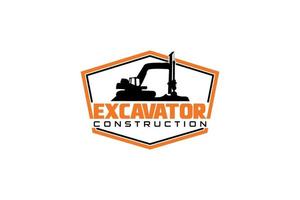 Contractor, trench digger and drilling rig logo design inspiration Heavy equipment logo vector for construction company. Creative excavator illustration for logo template.