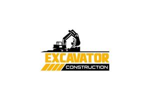 Excavator logo template vector. Heavy equipment logo vector for construction company. Creative excavator illustration for logo template.