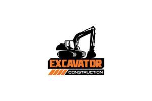 Excavator logo template vector. Heavy equipment logo vector for construction company. Creative excavator illustration for logo template.