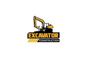 Excavator logo template vector. Heavy equipment logo vector for construction company. Creative excavator illustration for logo template.