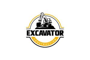 Excavator logo template vector. Heavy equipment logo vector for construction company. Creative excavator illustration for logo template.