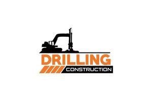 Contractor, trench digger and drilling rig logo design inspiration Heavy equipment logo vector for construction company. Creative excavator illustration for logo template.