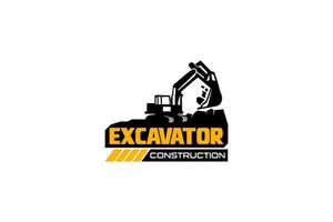 Excavator logo template vector. Heavy equipment logo vector for construction company. Creative excavator illustration for logo template.