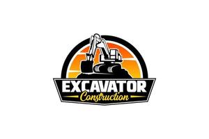 Excavator logo template vector. Heavy equipment logo vector for construction company. Creative excavator illustration for logo template.