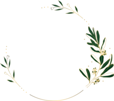 Flower wreath elegant with gold png