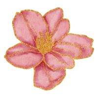 Flower with gold watercolor png