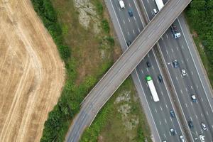Beautiful Aerial View of British Motorways at M1 Junction 9 of Dunstable and Luton England UK photo