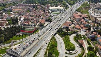 aerial view of the city of bosphorus river and bridge at Istanbul Turkey photo